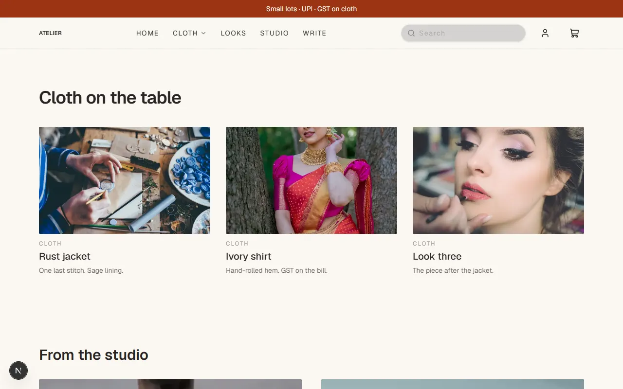 Atelier storefront preview