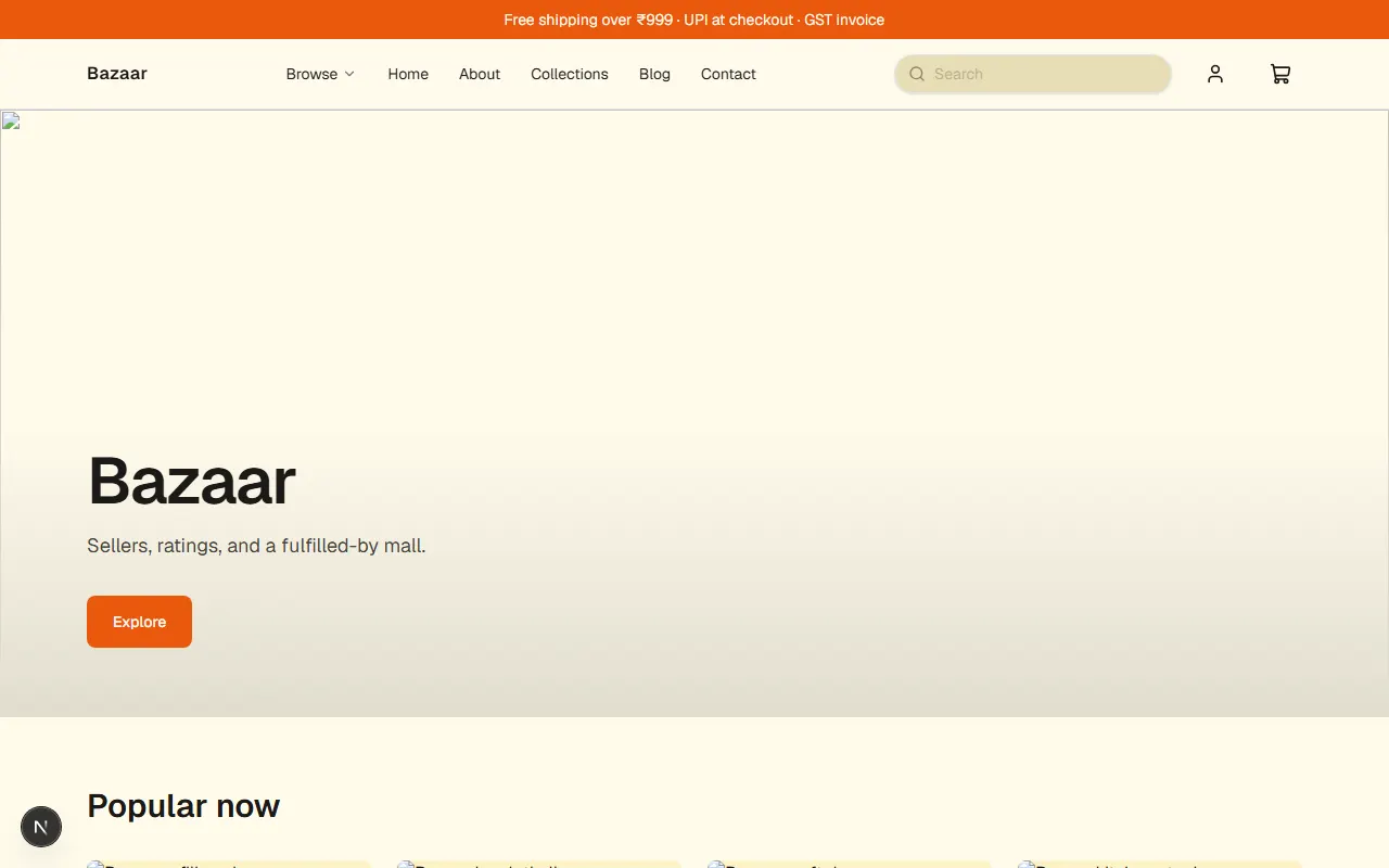 Bazaar storefront preview