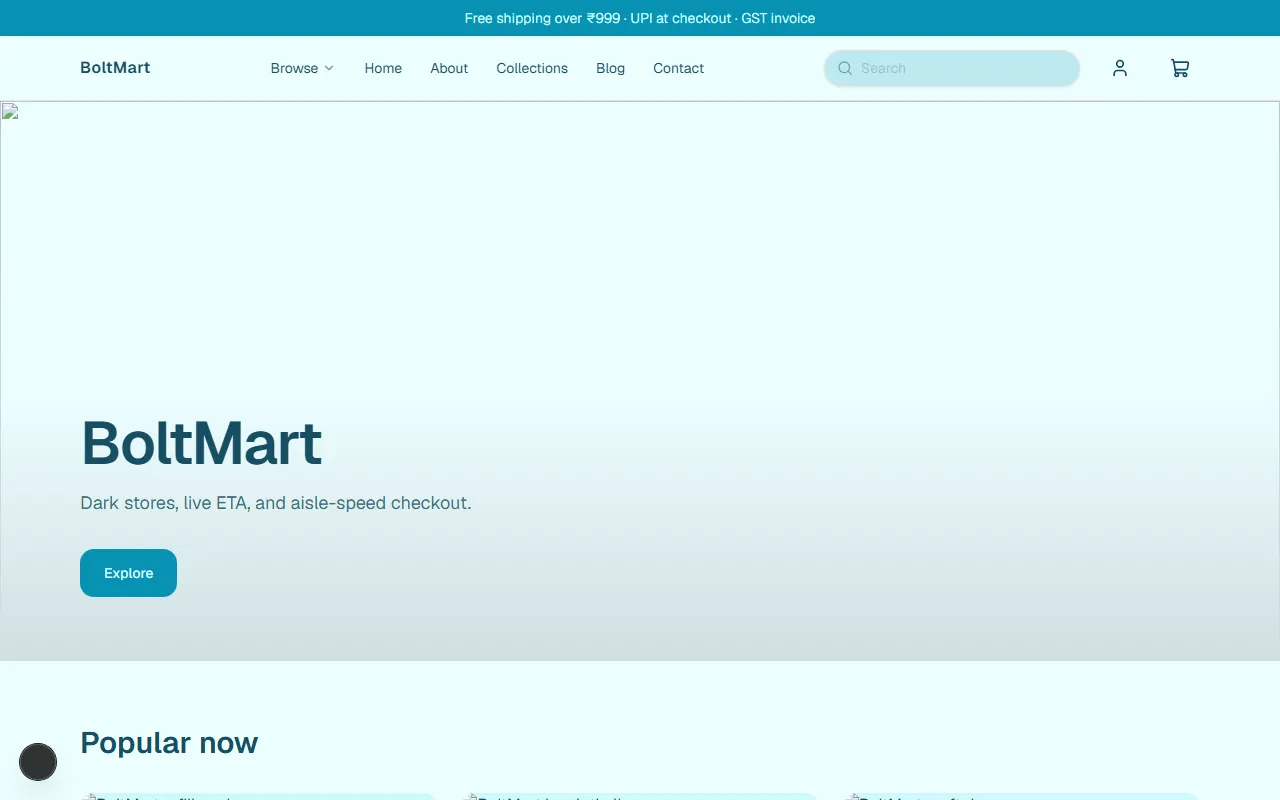 BoltMart storefront preview