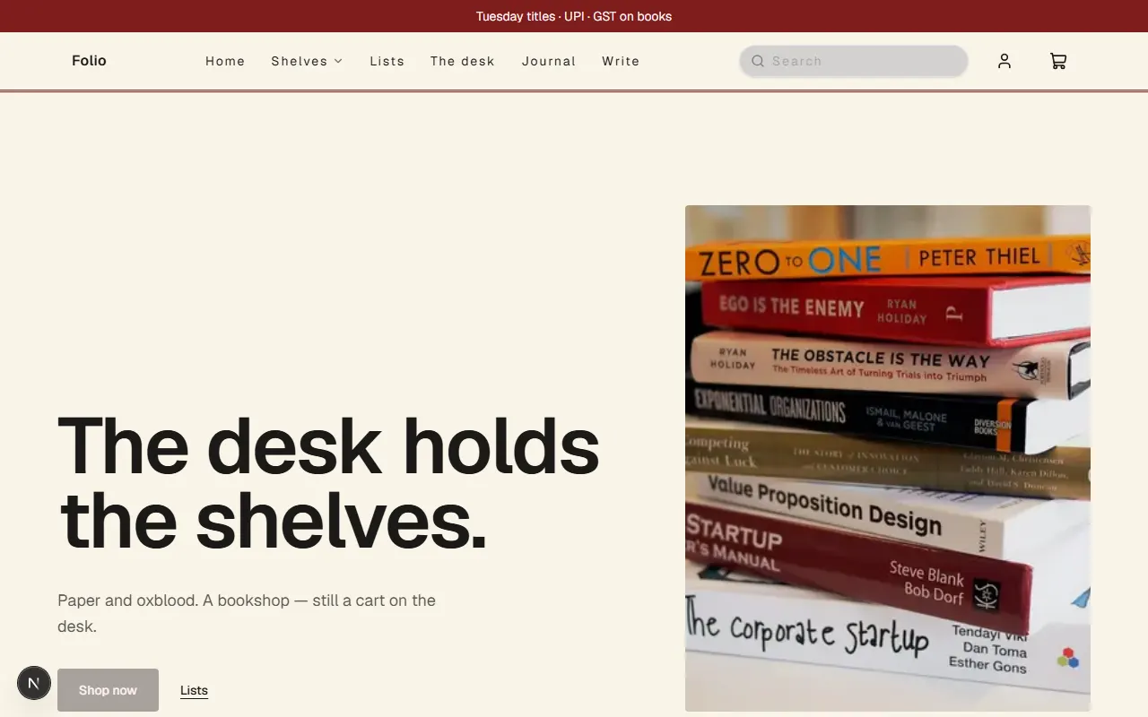 Folio storefront preview