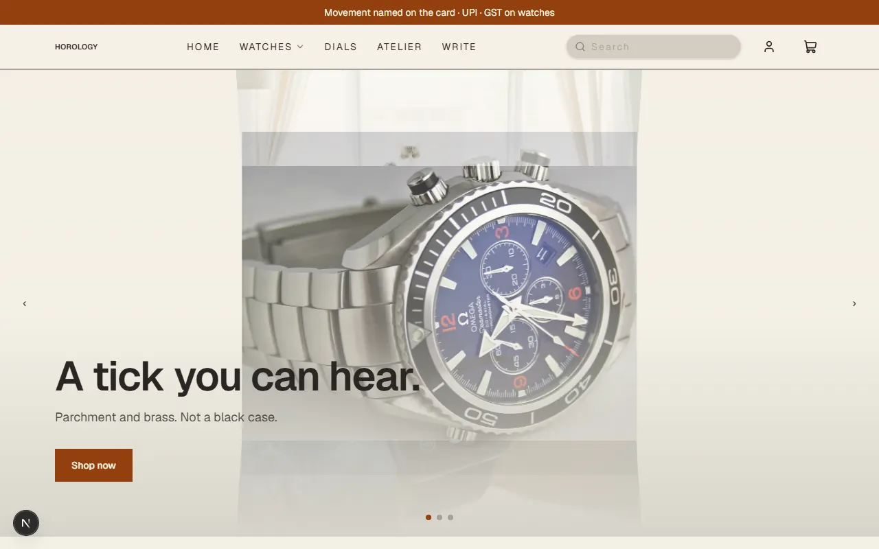 Horology storefront preview