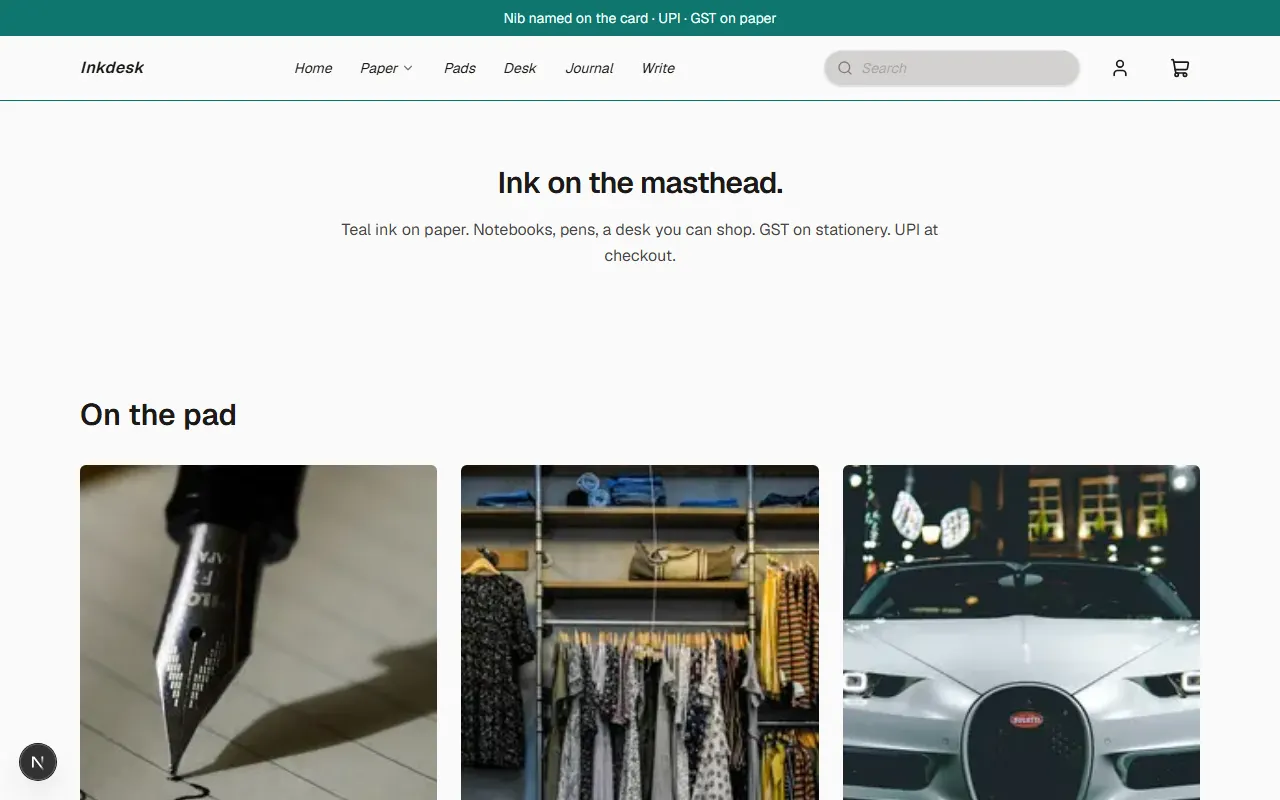 Inkdesk storefront preview