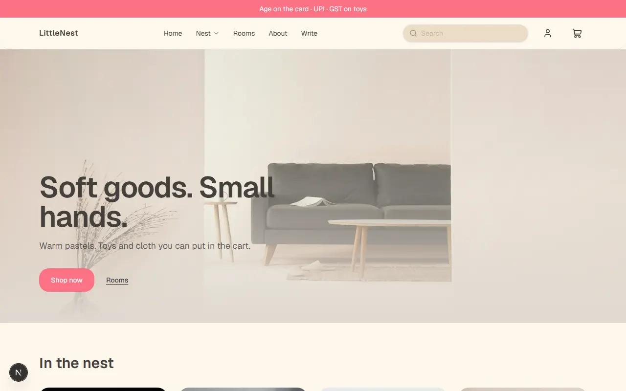 LittleNest storefront preview
