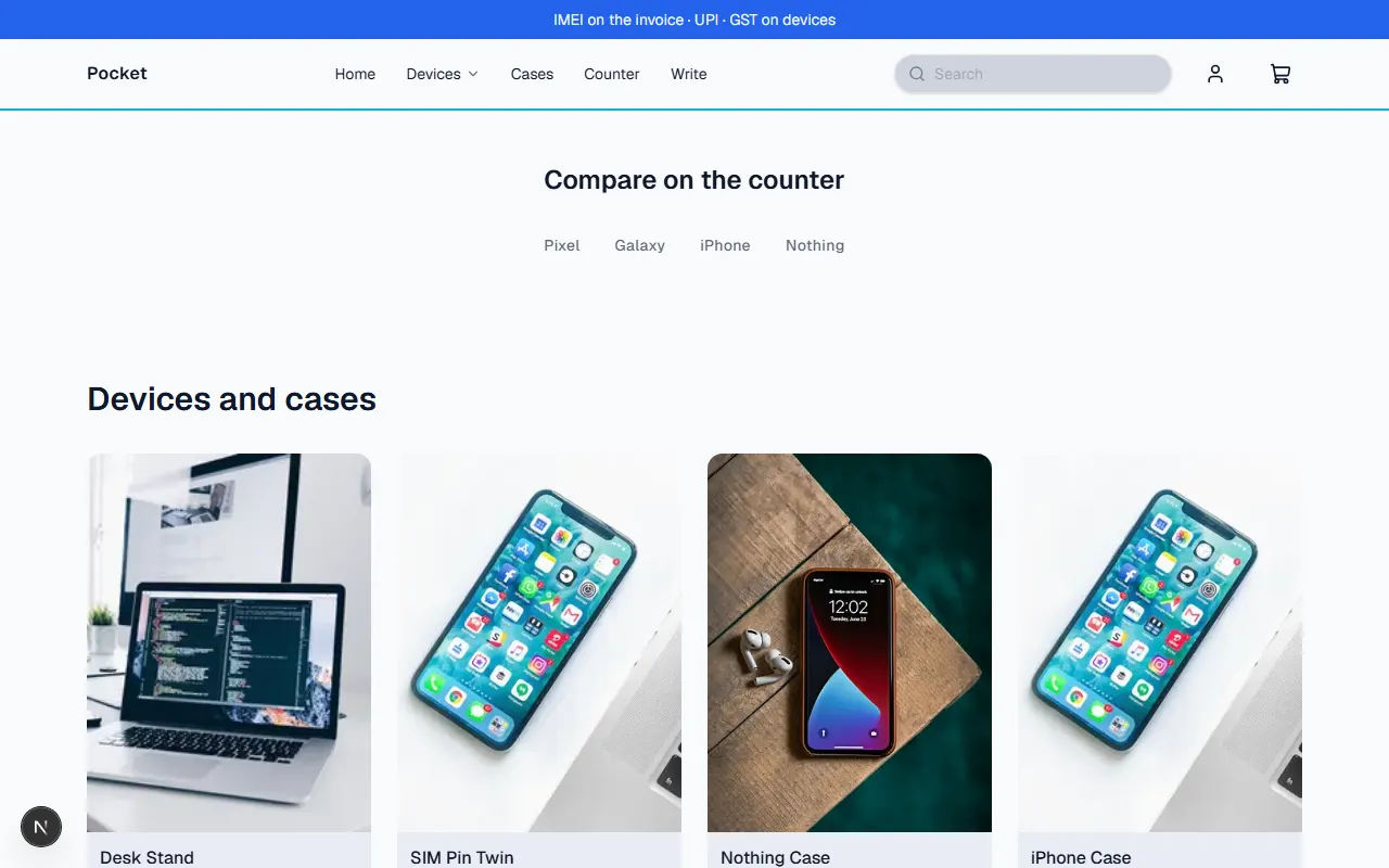 Pocket storefront preview