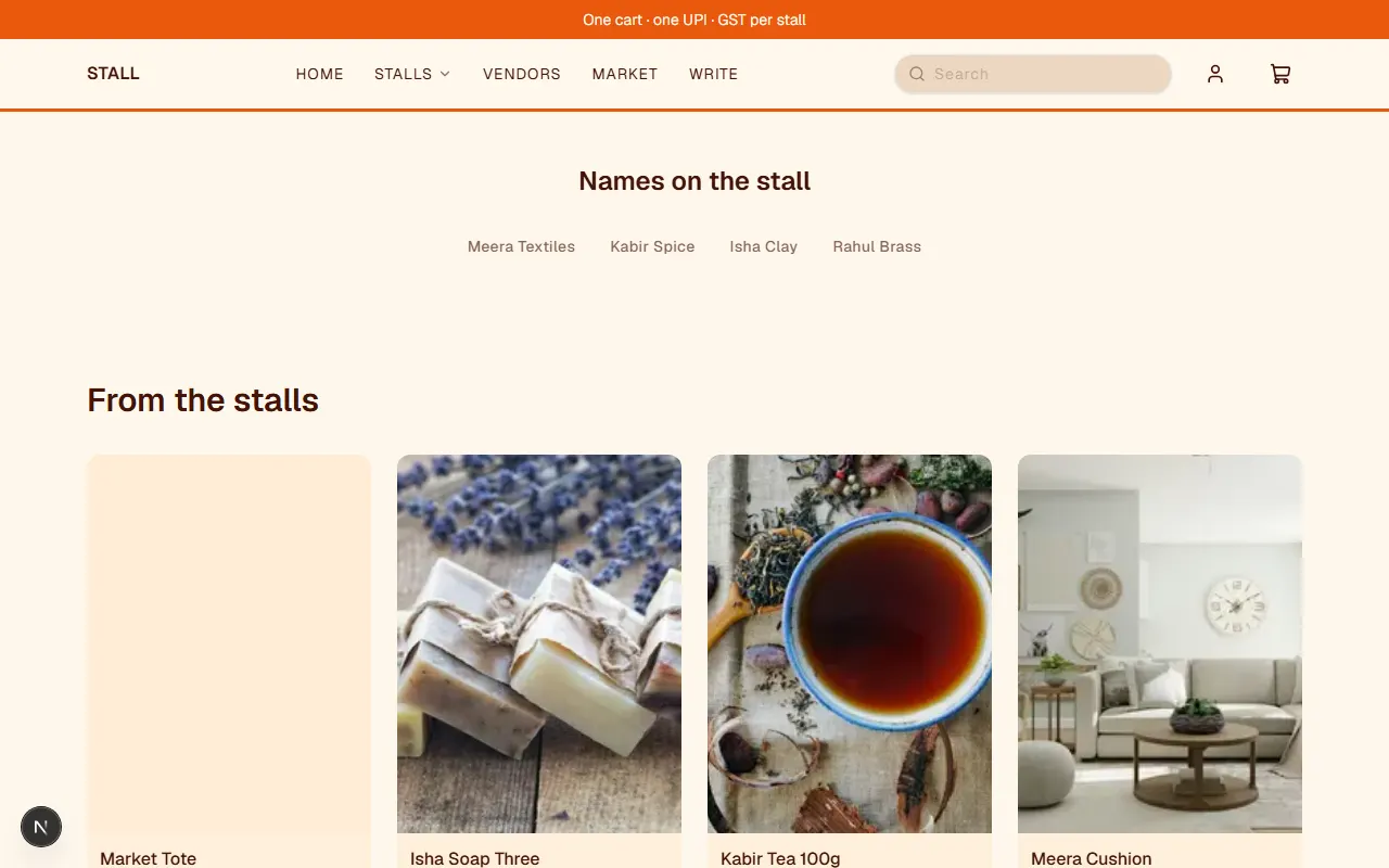 Stall storefront preview