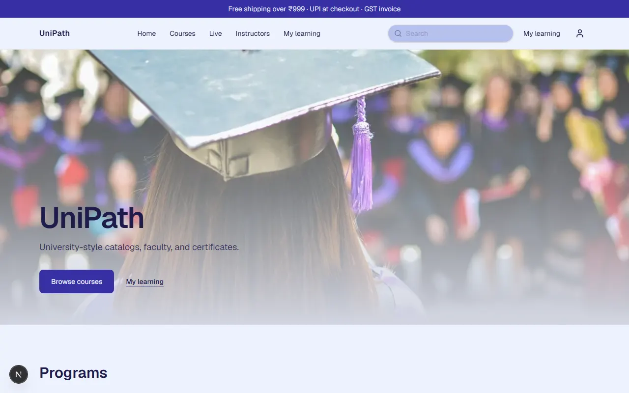 UniPath storefront preview