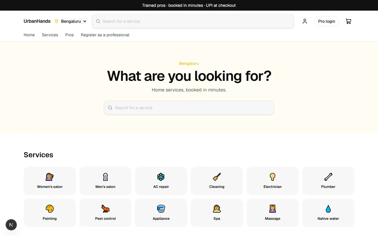 UrbanHands storefront preview